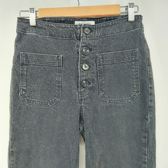 Reformation Elsie Mojave Straight Leg Jeans Exposed button fly and patch pockets - Picture 5 of 10